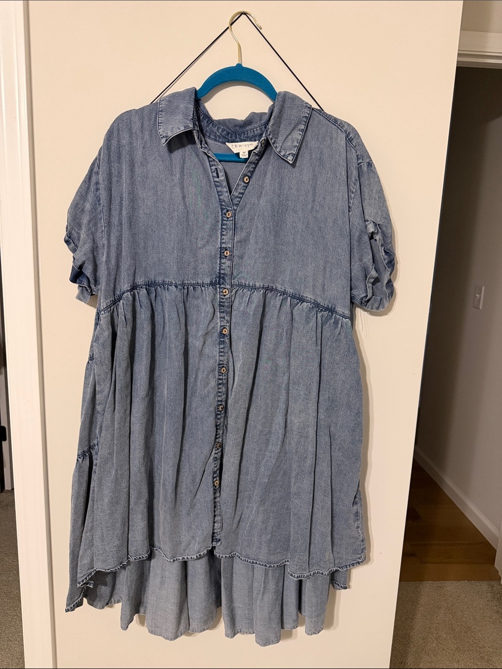 Oli & Hali Light Blue Denim Button-Front Casual Dress